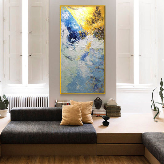 Wall Art Hand painted Oil Painting Decorative Painting Vertical Manual Abstract Oil Painting Finished Product Custom,27inx54in,No Frame