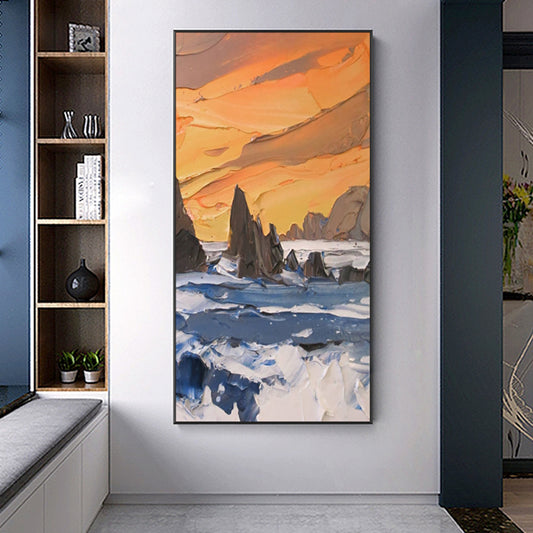 #500Abstract Oil Painting Hand Painted Landscape Oil Painting Thick Oil On Canvas For Living Room Home,27inx54in,No Frame