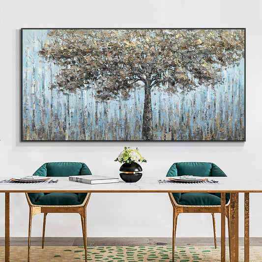 Abstract Large Size Trees Oil Painting Hand Painted Canvas Painting Modern Decorative Wall Art,27inx54in,No Frame