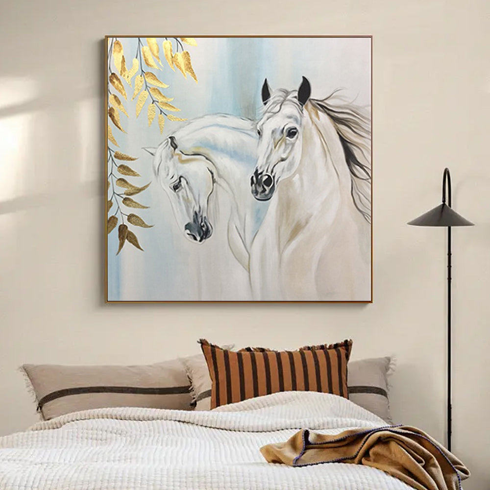 Handmade Horse Picture Wall Art Paintings Handpainted Oil Painting On Canvas Wall Art Modern Home,31inx31in,No Frame
