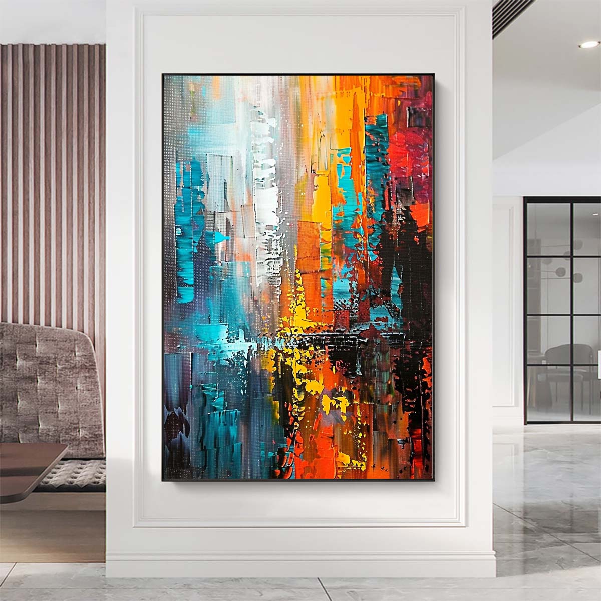 Original creation City Hand painted Oil Painting Canvas Wall Art For Home Living Room Unframed/Rolled #043