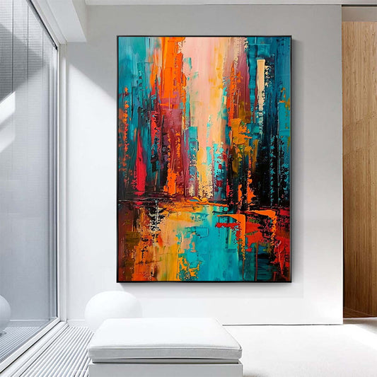 Original creation City Hand painted Oil Painting Canvas Wall Art For Home Living Room Unframed/Rolled #036