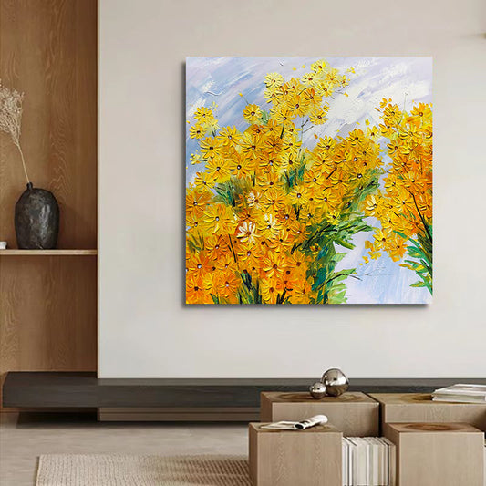 Original Hand painted Oil Painting Flowers Modern Living Room Dining Room Decorative Painting Landscape Art Hanging,31inx31in,No Frame