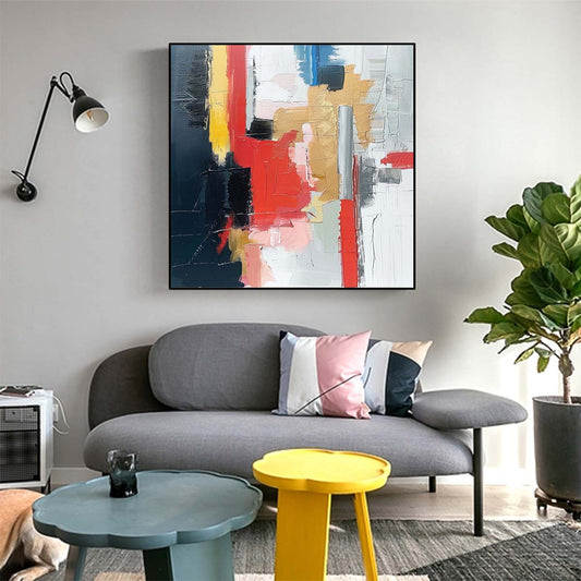 Abstract Handmade Oil Painting Modern Minimalist Home Living Room Decoration Painting,31inx31in,No Frame