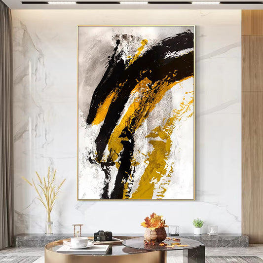 Black White Abstract Hand painted Oil Painting Living Room Aisle Decoration Painting Sofa Background Wall Hanging,31inx47in,No Frame