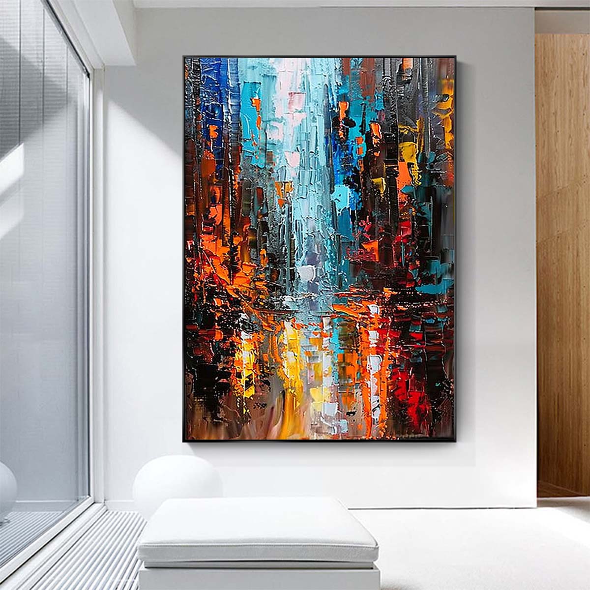 Original creation City Hand painted Oil Painting Canvas Wall Art For Home Living Room Unframed/Rolled #064