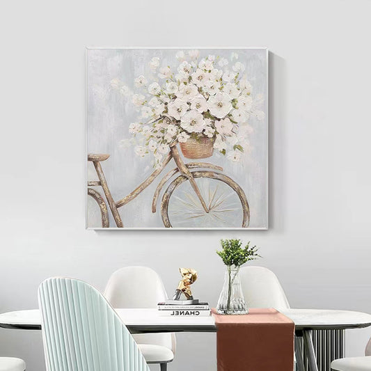 Hand painted Oil Painting Flower Corridor Canvas Painting Restaurant Decoration Painting Living Room Background Wall Art,31inx31in,No Frame