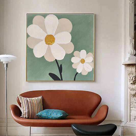 Flower Hand Painted Oil Painting Handmade On Canvas Acrylic Wall Daisy Picture Hand Painted,31inx31in,No Frame