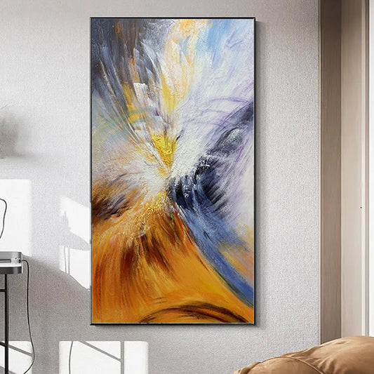 Abstract Colourful Artwork Modern Decor Oil Painting On Canvas Lanscaple Hand Painted Pictures Canvas Wall,27inx54in,No Frame