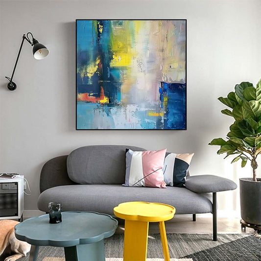 Abstract Handmade Oil Painting Modern Minimalist Home Living Room Decoration Painting,31inx31in,No Frame