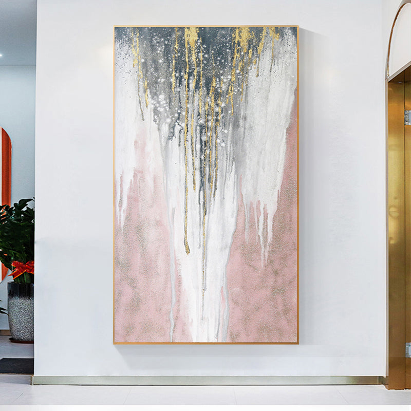 #570Hand painted Oil Painting On Canvas White Pink Abstract Living Room Corridor Porch Decorative Modern Simple ,27inx54in,No Frame