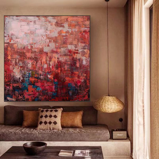 Modern American Aofa Background Wall Decorative Painting Simple Atmosphere Pure Hand Painted Abstract Oil Painting,31inx31in,No Frame