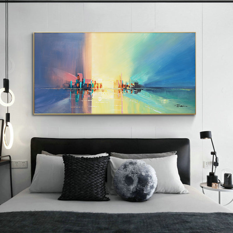 Abstract Landscape Pictures Hand Painted Oil Paintings On Canvas Wall Picture For Living Room Abstract,27inx54in,No Frame