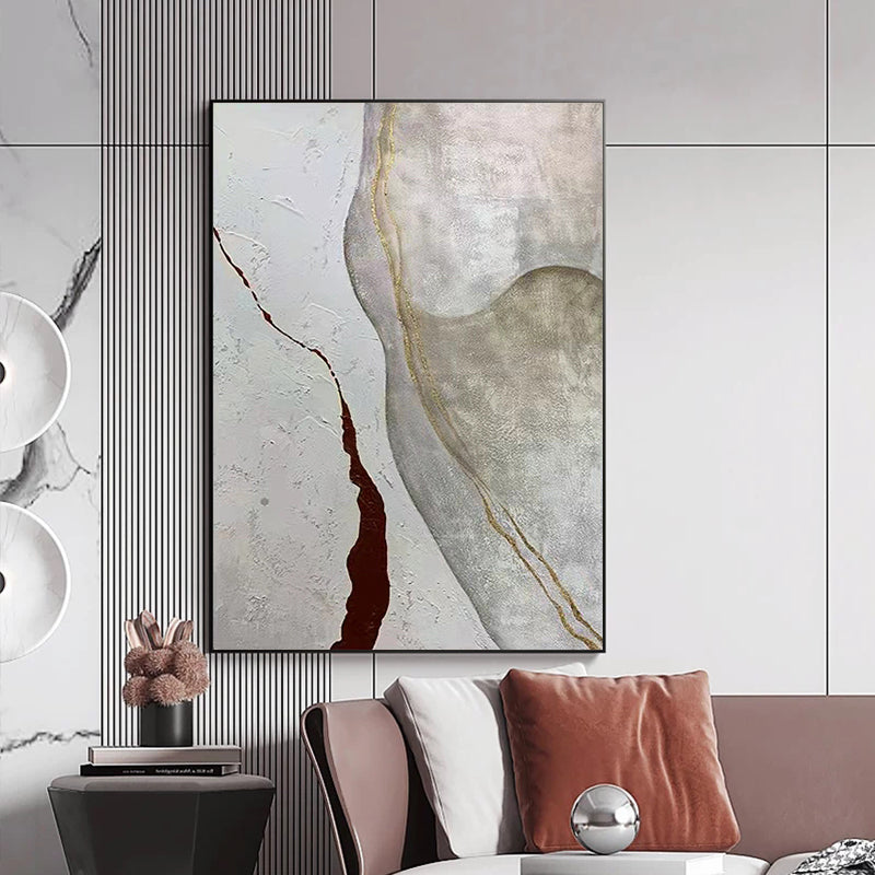 Pure Hand painted Oil Painting Modern Nordic Abstract Corridor Hanging Painting Gold Foil Mural Living Room,31inx47in,No Frame