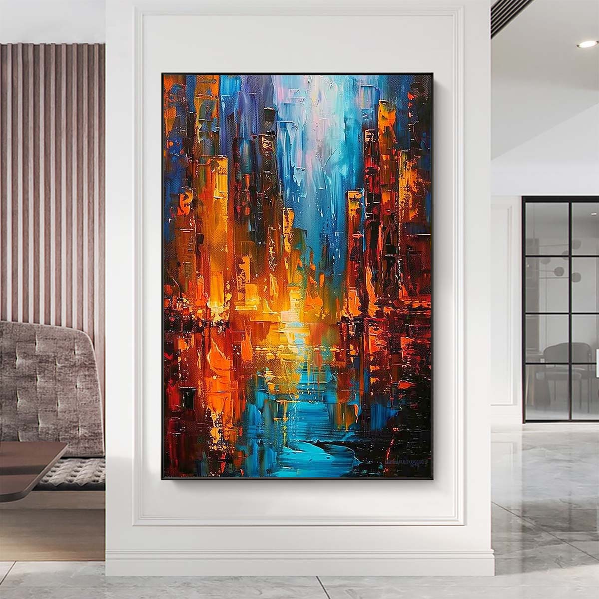 Original creation City Hand painted Oil Painting Canvas Wall Art For Home Living Room Unframed/Rolled #055