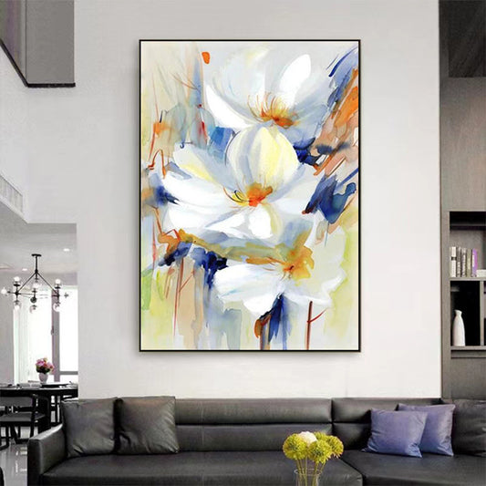 Hand painted Oil Painting Modern Flower Peony Flower Art Canvas Painting Living Room Background Wall Abstract,31inx47in,No Frame