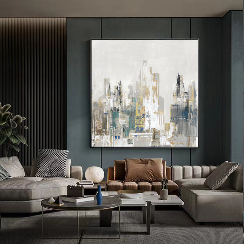 Modern American Aofa Background Wall Decorative Painting Simple Atmosphere Pure Hand Painted Abstract Oil Painting,31inx31in,No Frame