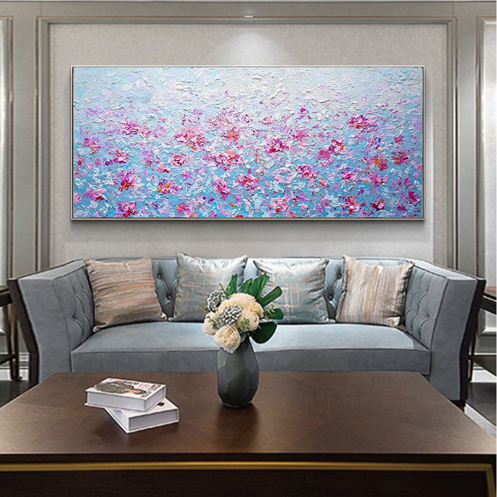 3D Knife Flower Oil Painting Wall Art Room Decor Picture Abstract Art Painting On Canvas Hand,27inx54in,No Frame