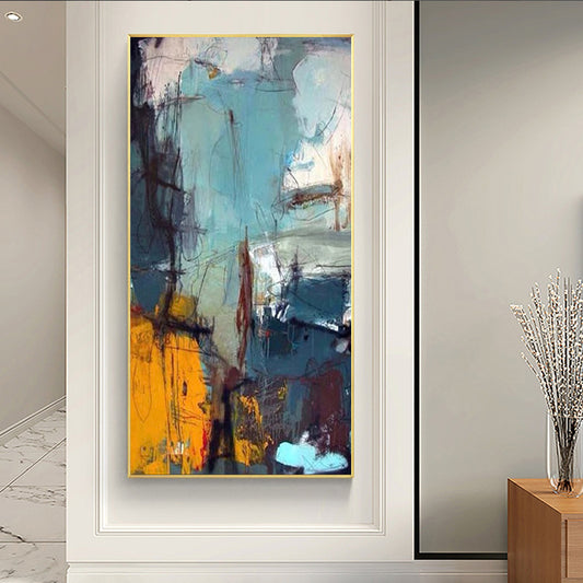 Abstract Hand painted Oil Painting Large Graffiti Decorative Painting Living Room Bedroom Canvas Painting Ca,27inx54in,No Frame