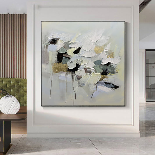 Large Thick Oil Hand Painted Oil Painting Abstract Three dimensional Hanging Painting Entry Porch Home Decorative,31inx31in,No Frame