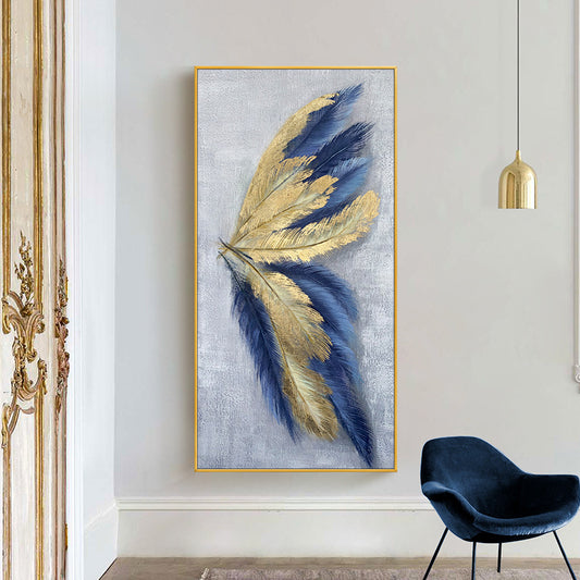 Leaf Oil Painting Hand painted Wall Decoration Modern Abstract Hanging Painting Wall Art Large Oil Painting,27inx54in,No Frame