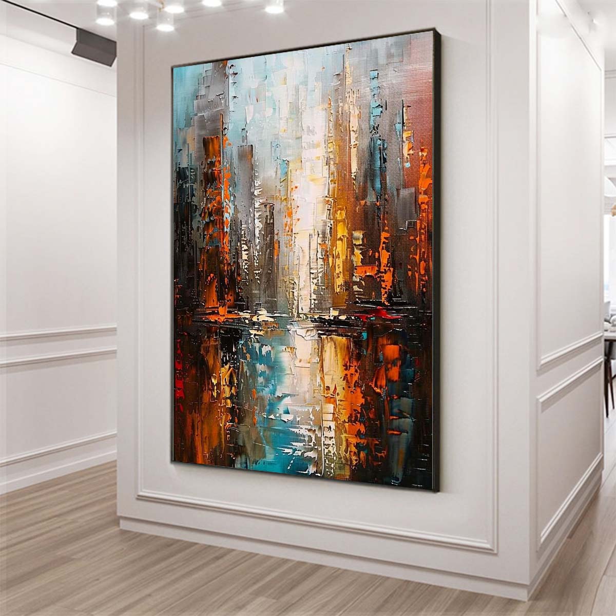 Original creation City Hand painted Oil Painting Canvas Wall Art For Home Living Room Unframed/Rolled #058