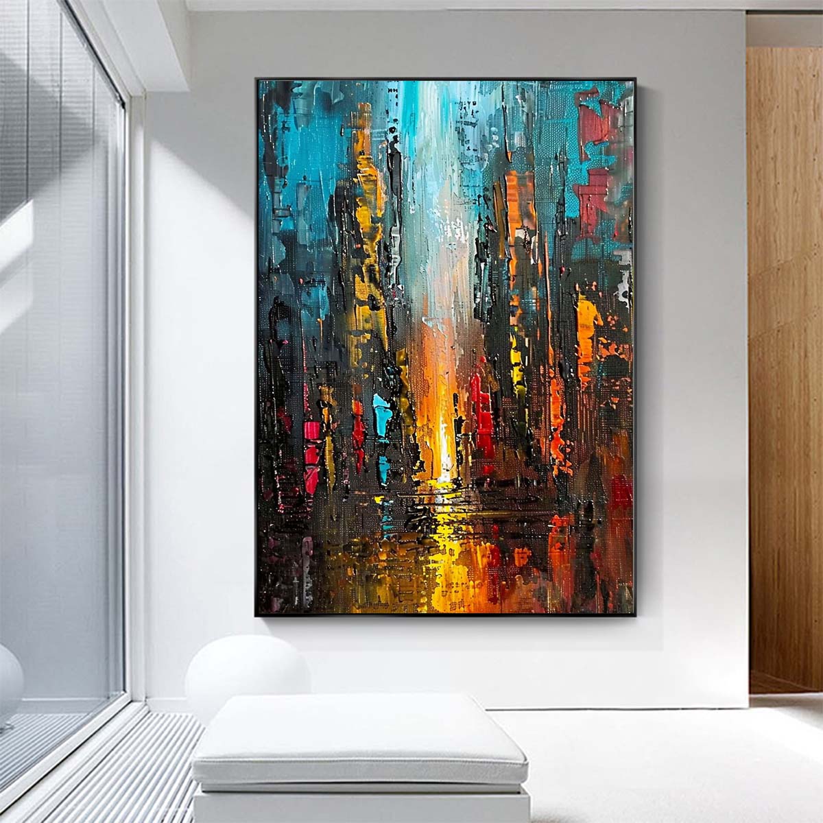 Original creation City Hand painted Oil Painting Canvas Wall Art For Home Living Room Unframed/Rolled #048