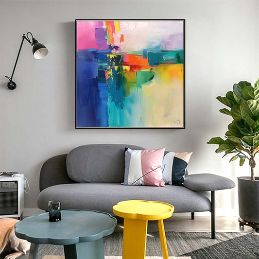 Abstract Handmade Oil Painting Modern Minimalist Home Living Room Decoration Painting,31inx31in,No Frame