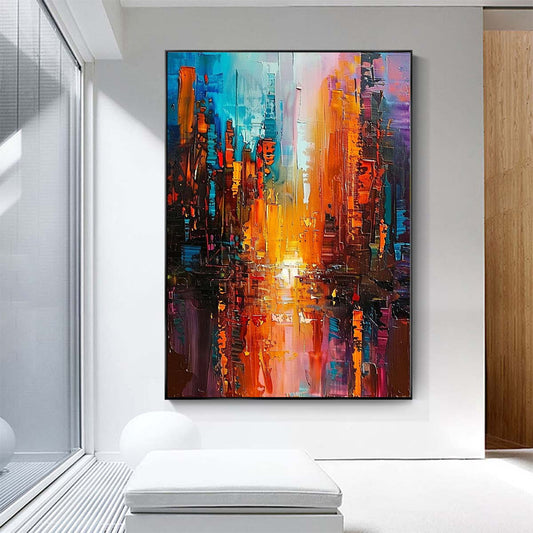 Original creation City Hand painted Oil Painting Canvas Wall Art For Home Living Room Unframed/Rolled #004