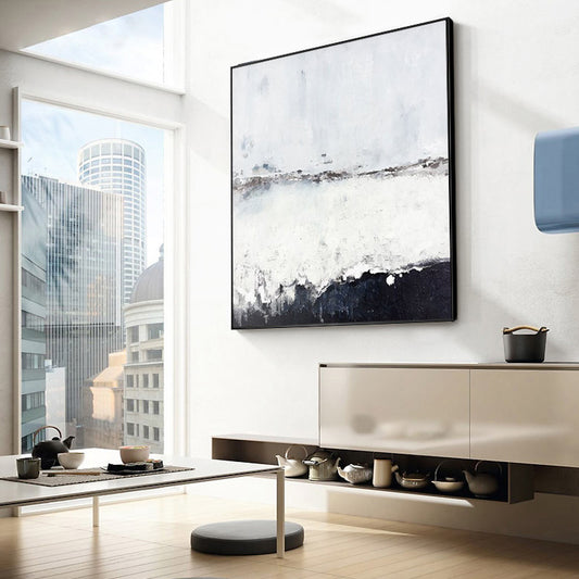 BlackAndWhitehandpainted-OilPaintingAbstractModernLivingRoomSofaBackdropDecorativePaintingPaintings 31in,No Frame