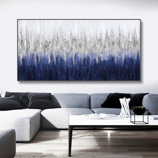 Handmade Abstract Blue Grey Texture Oil Painting On Canvas Modern Landscape Wall Art For Living room,27inx54in,No Frame