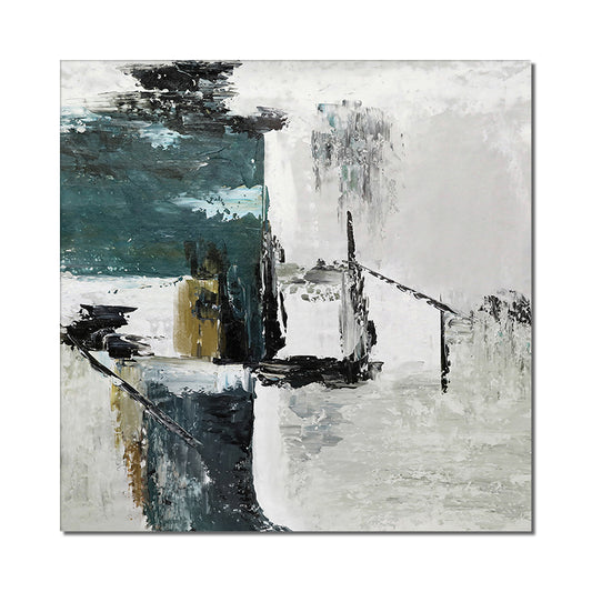 Abstract Textured White Pink Black Gold Foils Oil Painting Handpainted On Canvas Modern Wall Art For Living Room D,31inx31in,No Frame