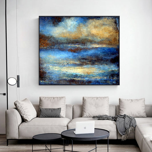 Modern Abstract Hand Painted Oil Painting On Canvas Wall Art Picture Big Size Landscape Oil Painting,31inx31in,No Frame
