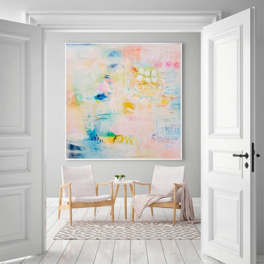 Hand painted Abstract Oil Painting Abstract Yellow Canvas Oil Ppainting Modern Home Decoration Art Oil Painting,31inx31in,No Frame
