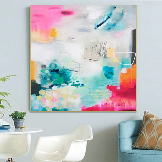 Abstract Oil Painting Hand painted Oil Painting Abstract Yellow Canvas Oil Ppainting Modern Home Decoration Art Oil Painting,31inx31in,No Frame