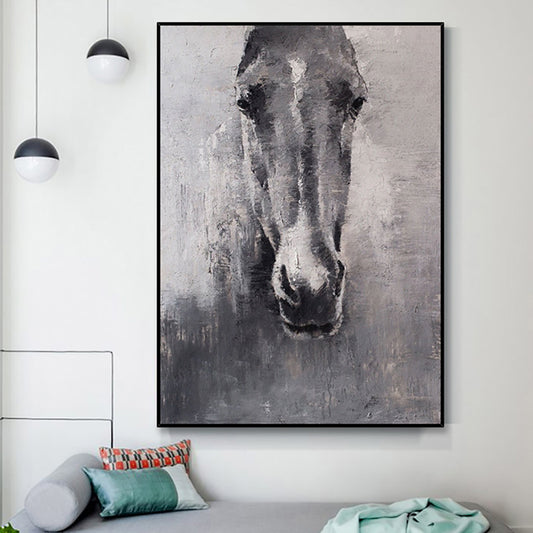 Handmade Oil Painting Abstract Horse Paintings On Canvas Modern Home Wall Art Decoration Animal Painting Hand,31inx47in,No Frame