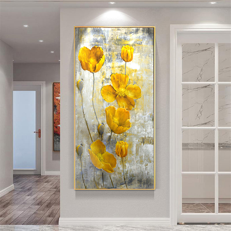 Hand Painted Abstract Nordic Style Flowers Acrylic Painting Beautiful Picture Unframed Wall Decor Canvas Art,27inx54in,No Frame