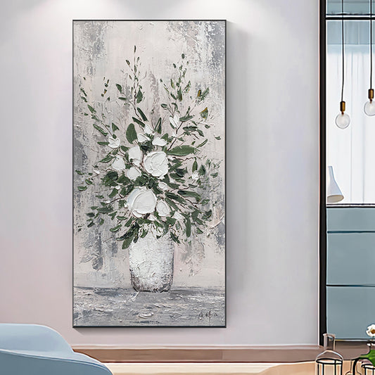 Handmade 3D Wall Art Flower Home Decorative Oil Painting Abstract Knife Flower Painting For Living Room,27inx54in,No Frame