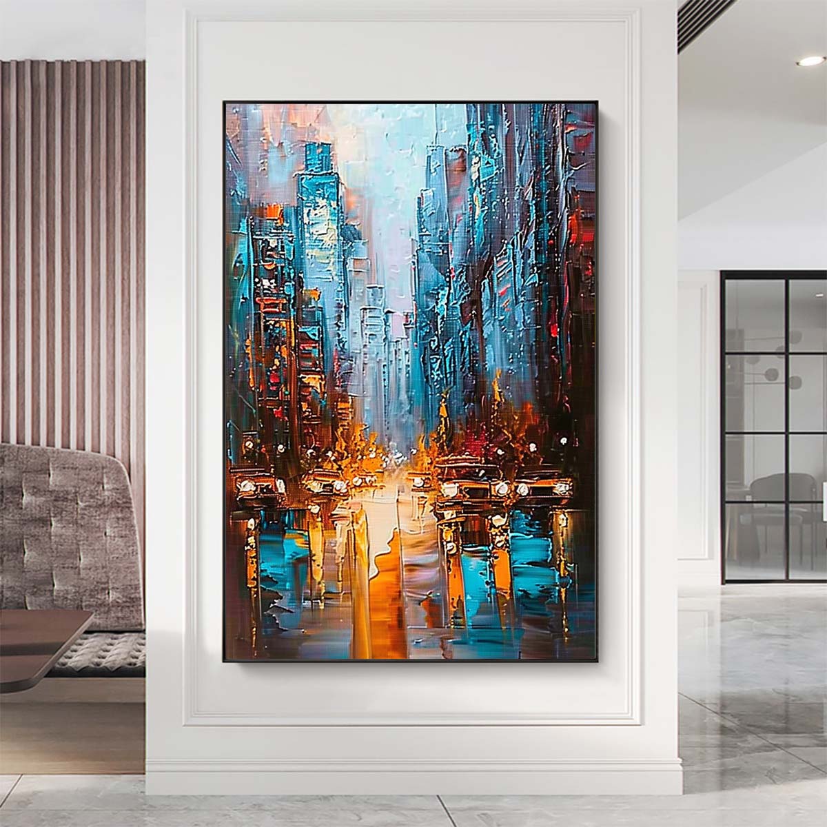 Original creation City Hand painted Oil Painting Canvas Wall Art For Home Living Room Unframed/Rolled #052