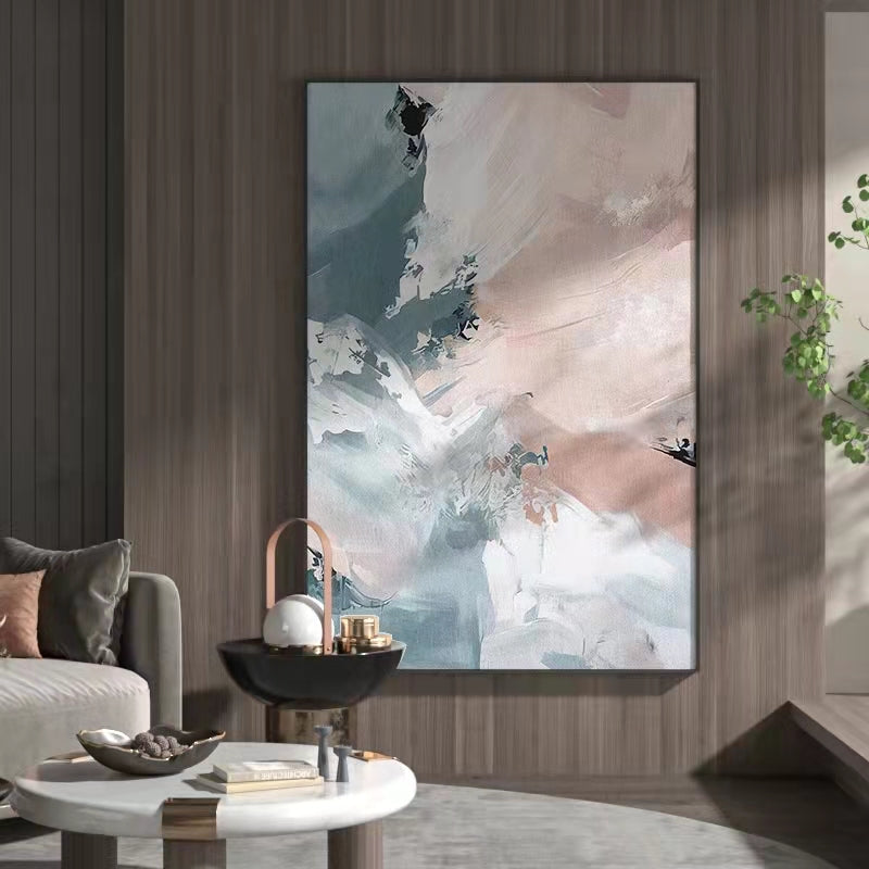 Hand Painted Abstract Oil Painting On Canvas With Gold Foils Modern Landscape Wall Art Pictures,31inx47in,No Frame