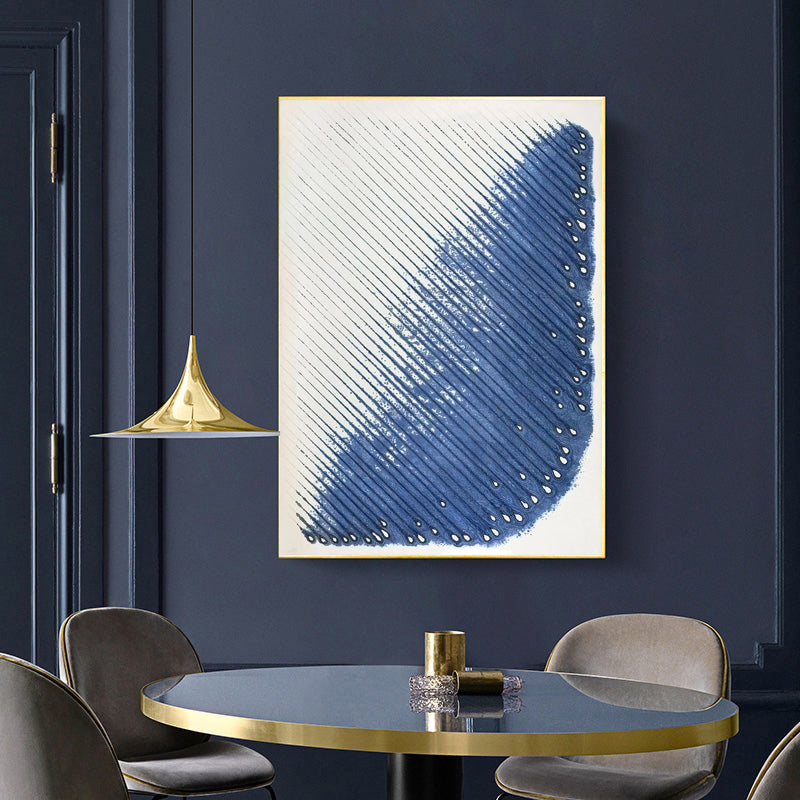 Handmade Abstract Oil Painting Blue Texture Modern Wall Art On Canvas Mural Living Room Background Picture,31inx47in,No Frame