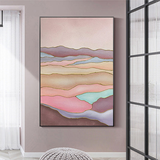 Hand painted Oil Painting Abstract Color Mountain Decoration Painting Bedroom Three dimensional Thick Texture Hanging Painting,31inx47in,No Frame