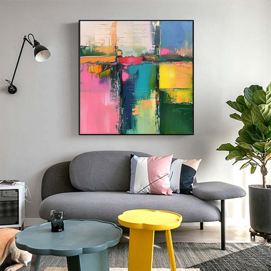 Abstract Handmade Oil Painting Modern Minimalist Home Living Room Decoration Painting,31inx31in,No Frame