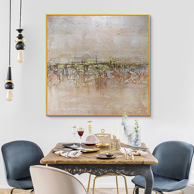 Hand painted Oil Painting Lonely House Style Jinbo Hanging Painting Light Luxury Corridor Decoration Painting Restaurant,31inx31in,No Frame
