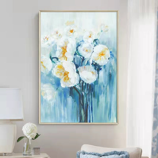 Pure Hand painted Oil Painting Abstract Flower Hanging Painting Decorative Painting Large Restaurant Dining Room Mural Living Room,31inx47in,No Frame