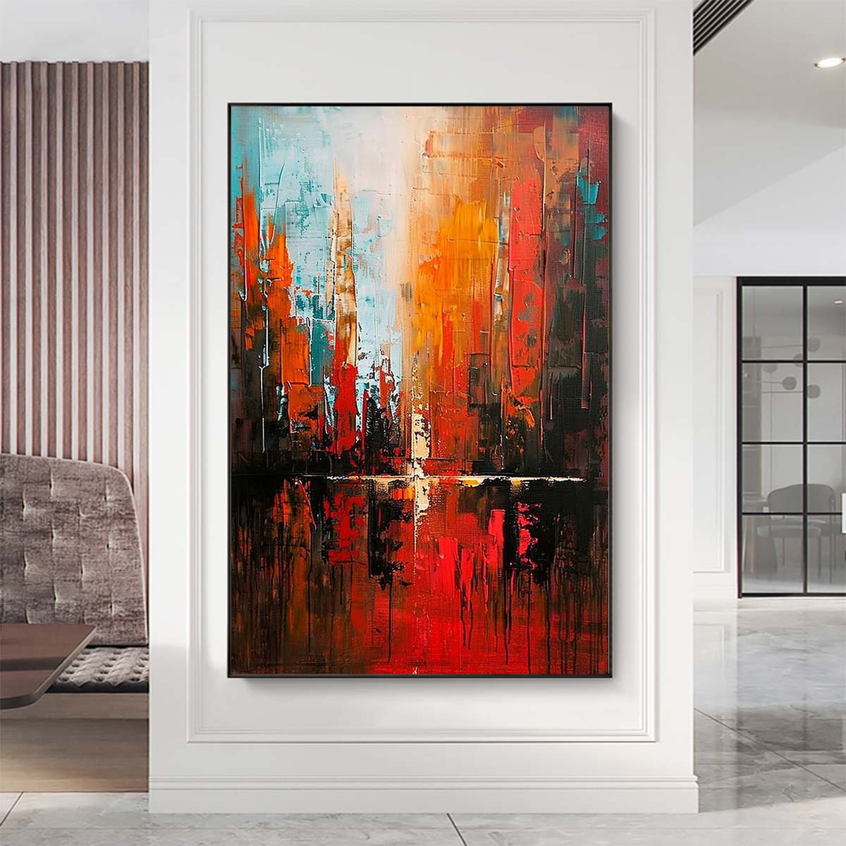 Original creation City Hand painted Oil Painting Canvas Wall Art For Home Living Room Unframed/Rolled #034