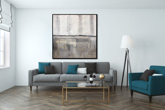LargeOilPaintingAbstractSilverPaintingOversizeArtWallPaintingSimpleWallArtMinimalistAbstractPainting 31in,No Frame