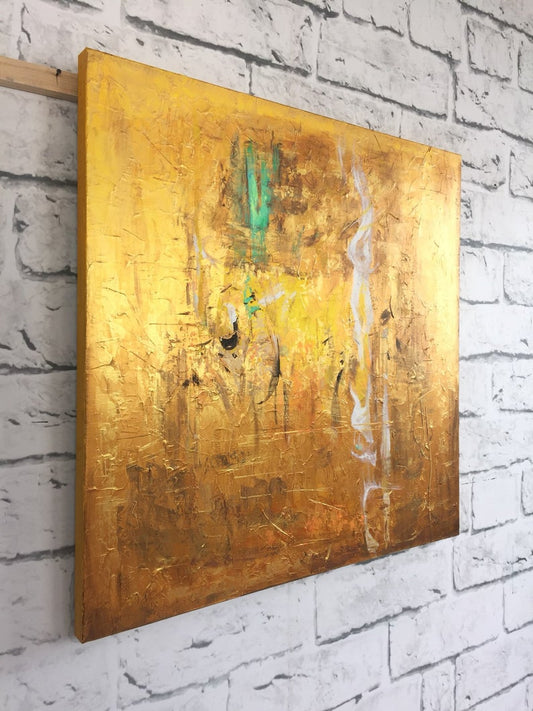 LargeAbstractPaintingOversizePaintingYellowPaintingGoldPaintingLivingRoomWallArtAbstractCanvasPainting 31in,No Frame