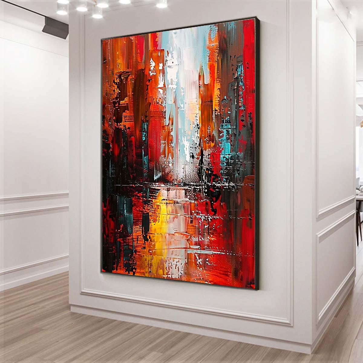 Original creation City Hand painted Oil Painting Canvas Wall Art For Home Living Room Unframed/Rolled #002