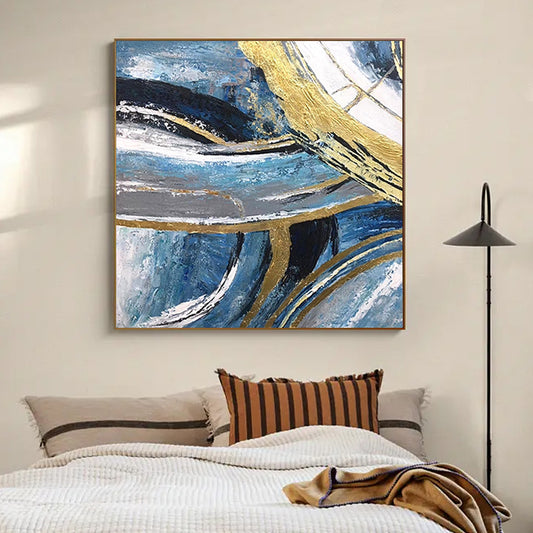 Handmade Abstract Art Picture Modern Living Room Decoration Oil Painting Pictures Wall Hangings Artwork Decorative,31inx31in,No Frame